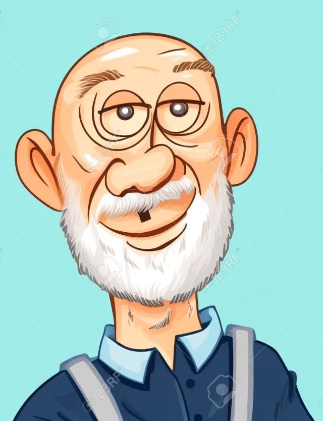 Cartoon öregember egy foga. Elszigetelt