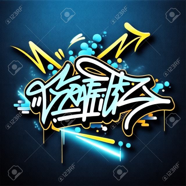 Graffiti Font Lettering With A Dark Blue Background