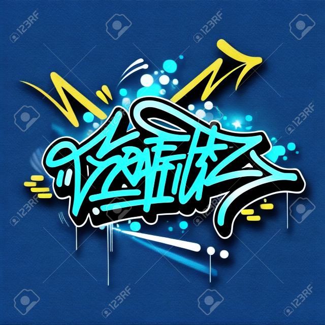 Graffiti Font Lettering With A Dark Blue Background