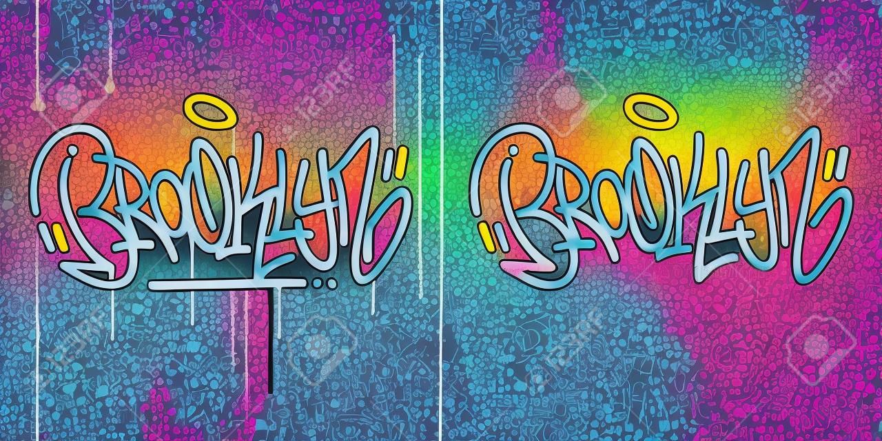 Palabra Brooklyn Resumen Hip Hop Escrito a mano Estilo Graffiti Ilustración vectorial