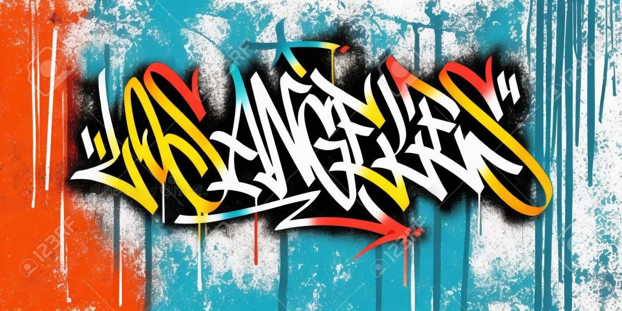 Los Angeles Abstract Hip Hop Urban Hand Written Graffiti Style Vector Illustration Art