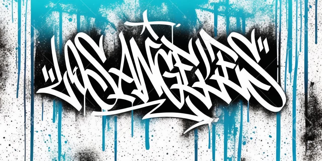 Los Angeles Abstract Hip Hop Urban Hand Written Graffiti Style Vector Illustration Art
