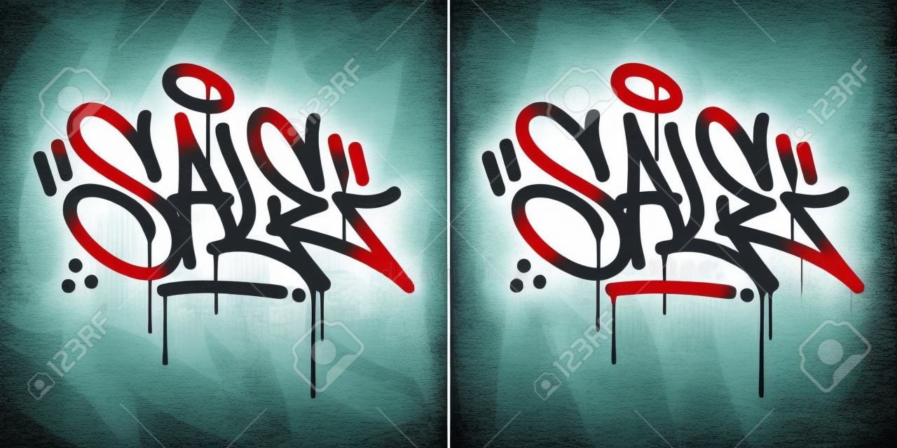 palavra venda Urban Hip Hop mão escrita graffiti estilo ilustração vetorial arte