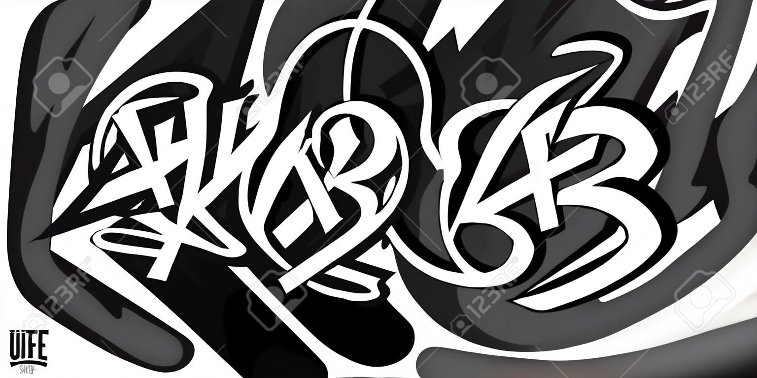 Abstrato Hip Hop Mão Escrita Urban Graffiti Estilo Palavra Skate Vector Ilustração Caligrafia Arte