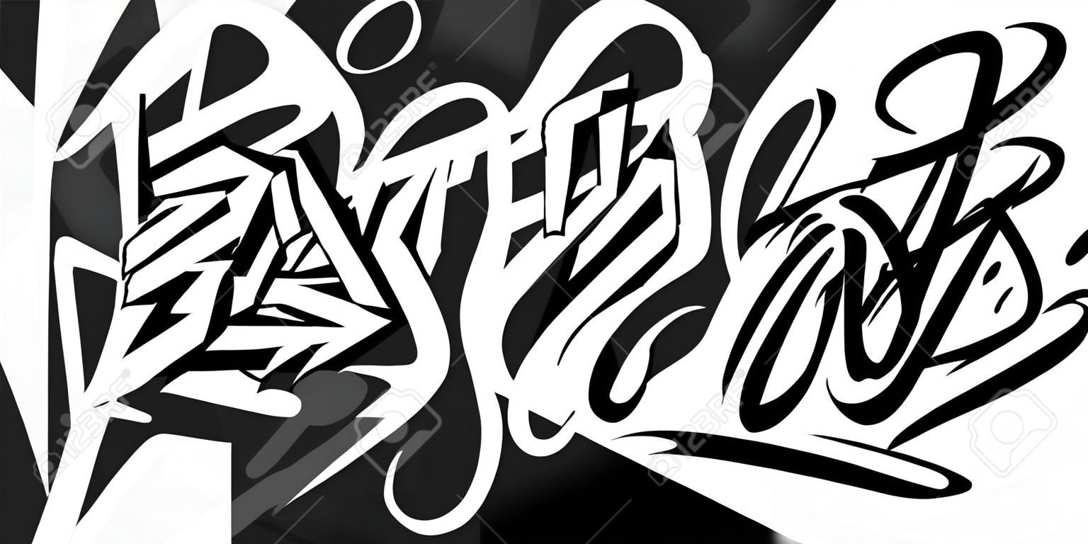 Abstrakte Hip-Hop-handgeschriebene urbane Graffiti-Stil-Wort-Skate-Vektorillustration-Kalligrafie-Kunst