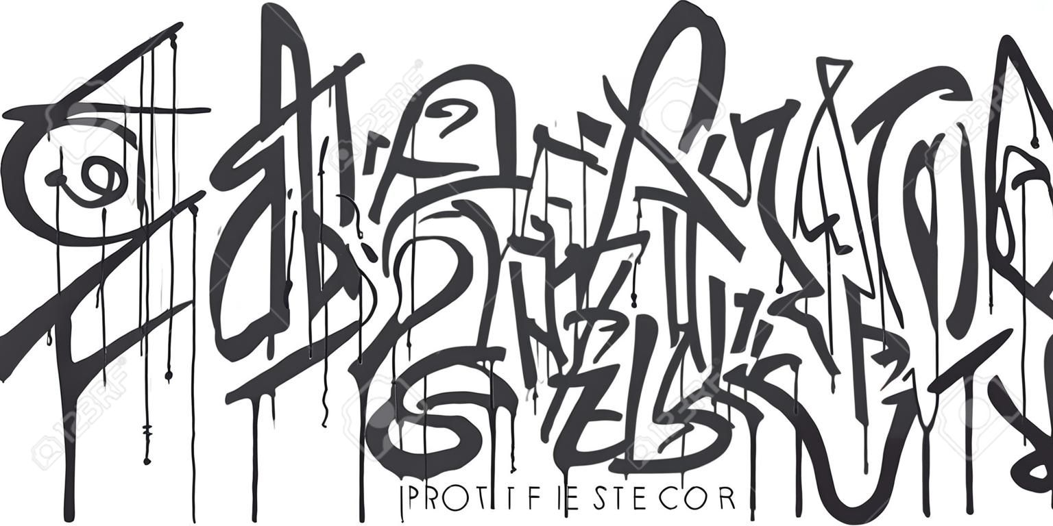 Abstract Hand Written Hip Hop Urban Street Art Graffiti Style Words Vector Illustration Set