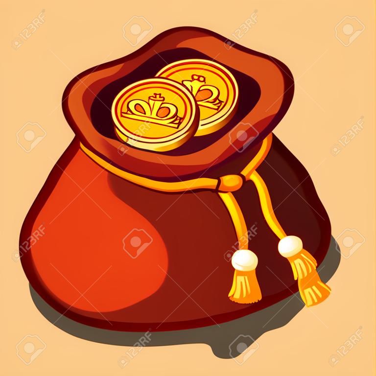 分離ベクトルのアイコン、富の象徴、金貨の袋