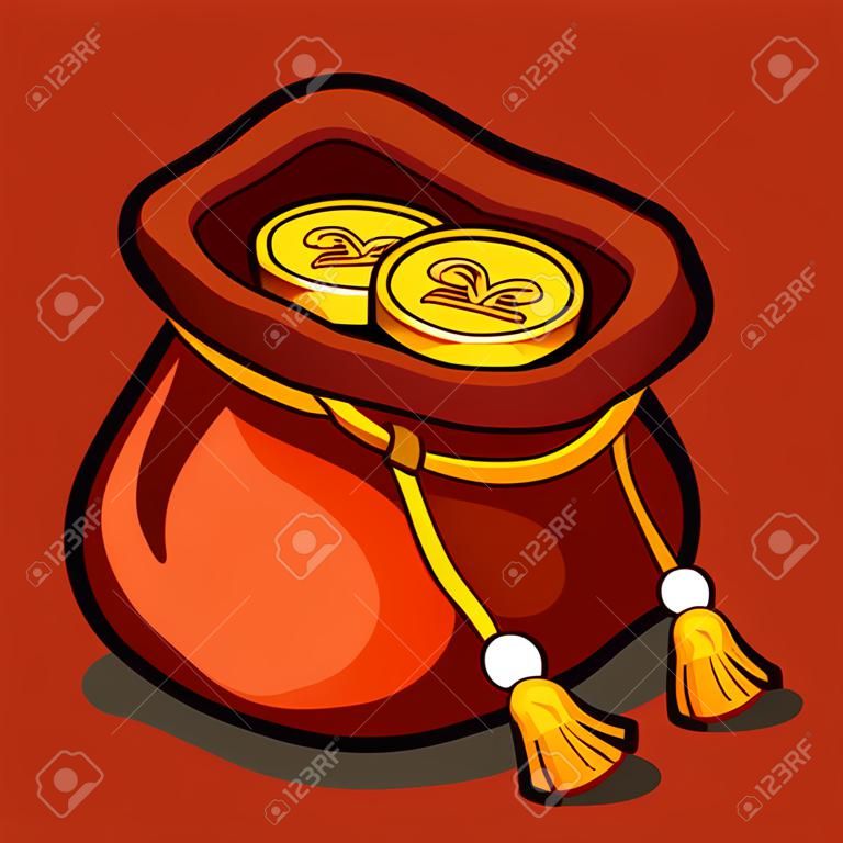分離ベクトルのアイコン、富の象徴、金貨の袋