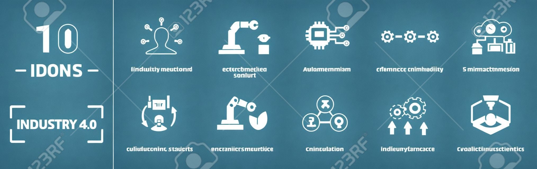 Industry 4.0 icons set collection. Includes simple elements such as Business Intelligence, Cyber Systems, Embedded System, Horizontal Integration, Internet Of Things, Industrial Ecosystems