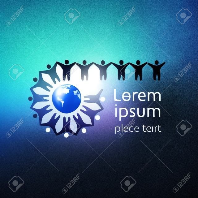 Globus ziemi z ludzi szablonu logo - społeczność.