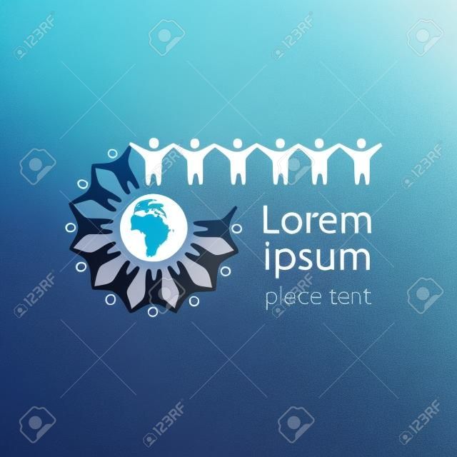 Erdkugel mit Menschen Template-Logo - Community.