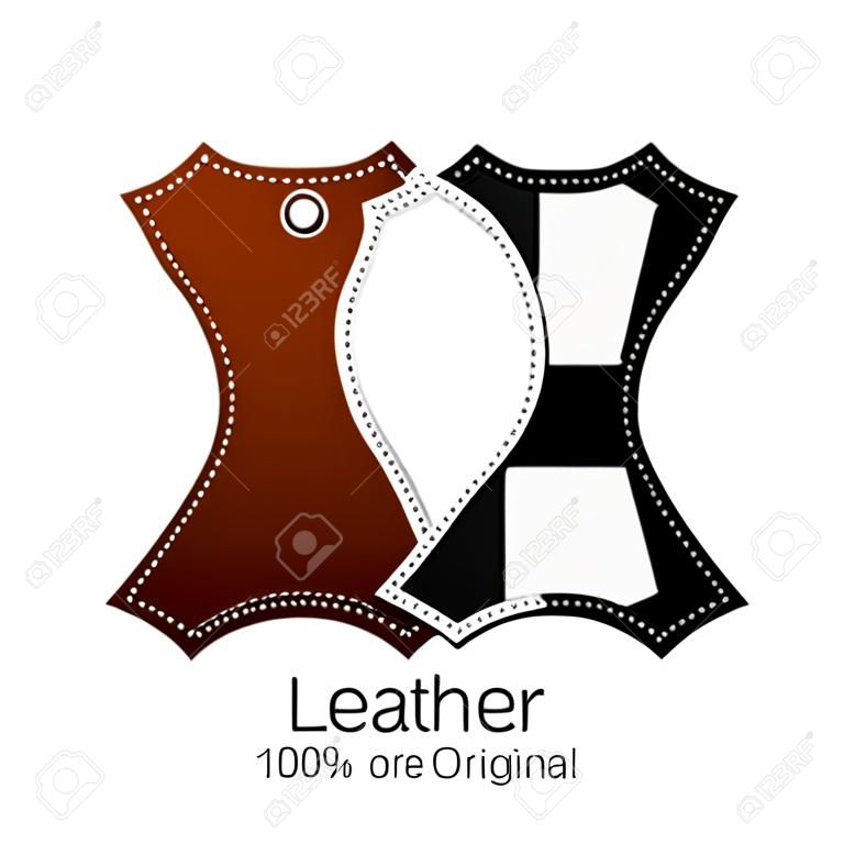 皮革- 100原始模板标志由皮革标签标识的广告产品