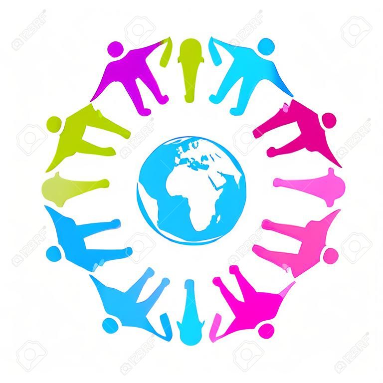 Personas de todo el planeta. Logotipo de la plantilla de la empresa, asociación, fundación, asociación.