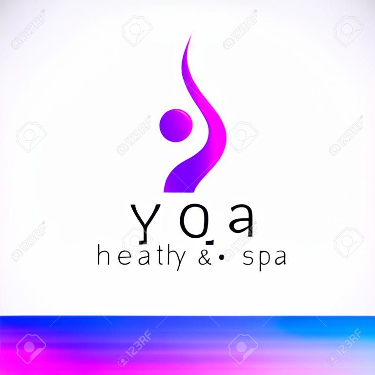 瑜伽標誌 - 設計模板。醫療保健，美容，水療，放鬆，冥想，涅槃概念圖標。
