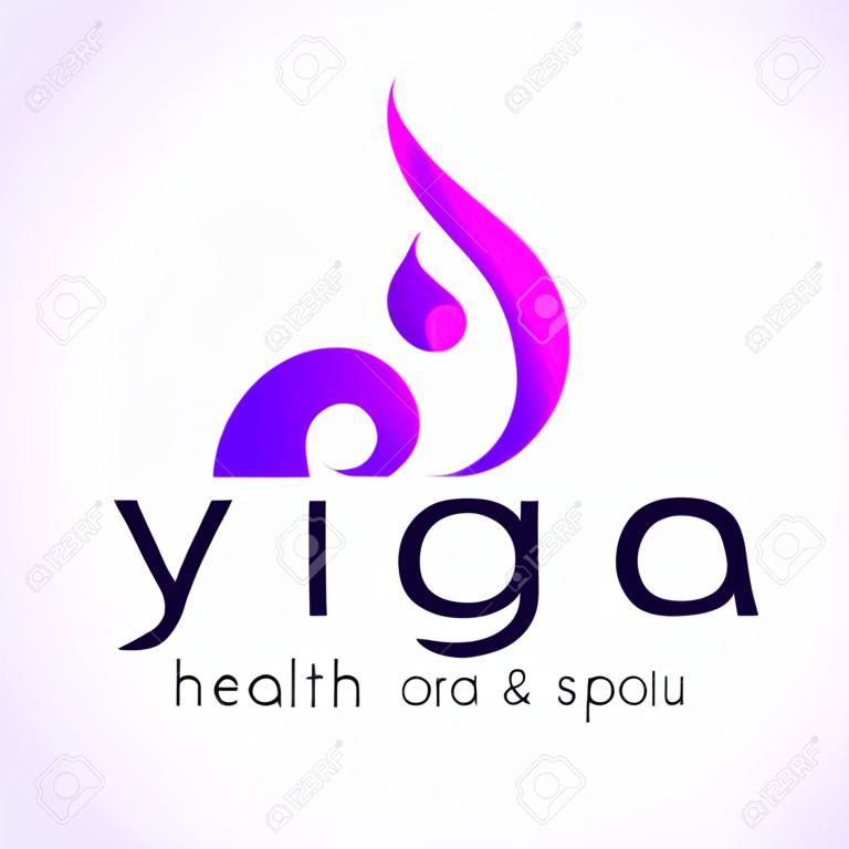 Yoga logosu - tasarım şablonu. Sağlık, Güzellik, Spa, Meditasyon, Nirvana kavramı simgesini rahatlayın.