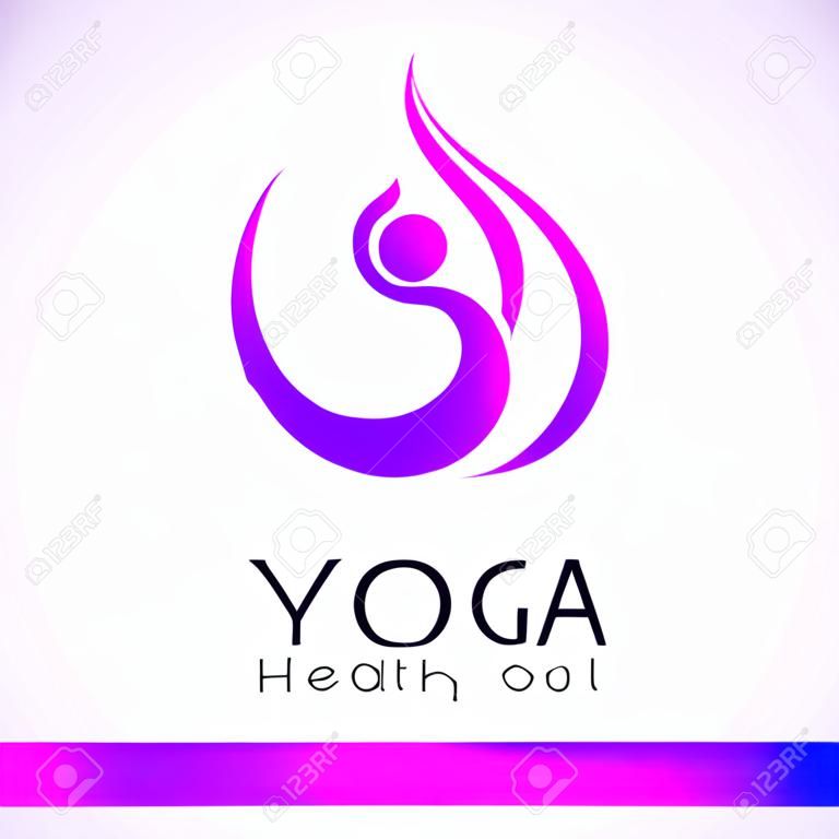 瑜伽標誌 - 設計模板。醫療保健，美容，水療，放鬆，冥想，涅槃概念圖標。