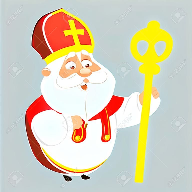 Sankt Nikolaus glückliche niedliche Cartoon-Vektor-Illustration