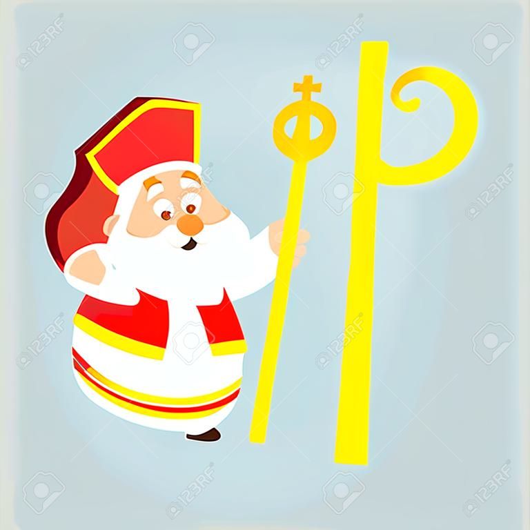 Sankt Nikolaus glückliche niedliche Cartoon-Vektor-Illustration