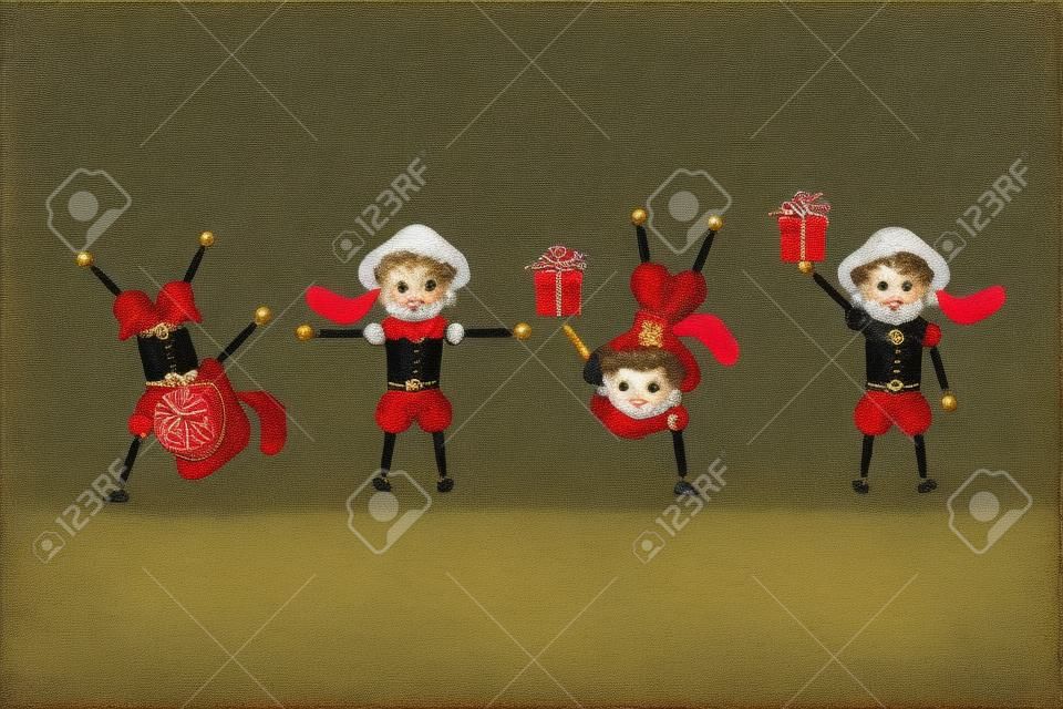 Happy Saint Nicholas day - Dutch traditional folklore kids with gifts - Zwarte Piet