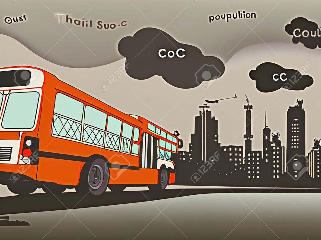 thai transportation have pollution ,city have air pollution,bus vector