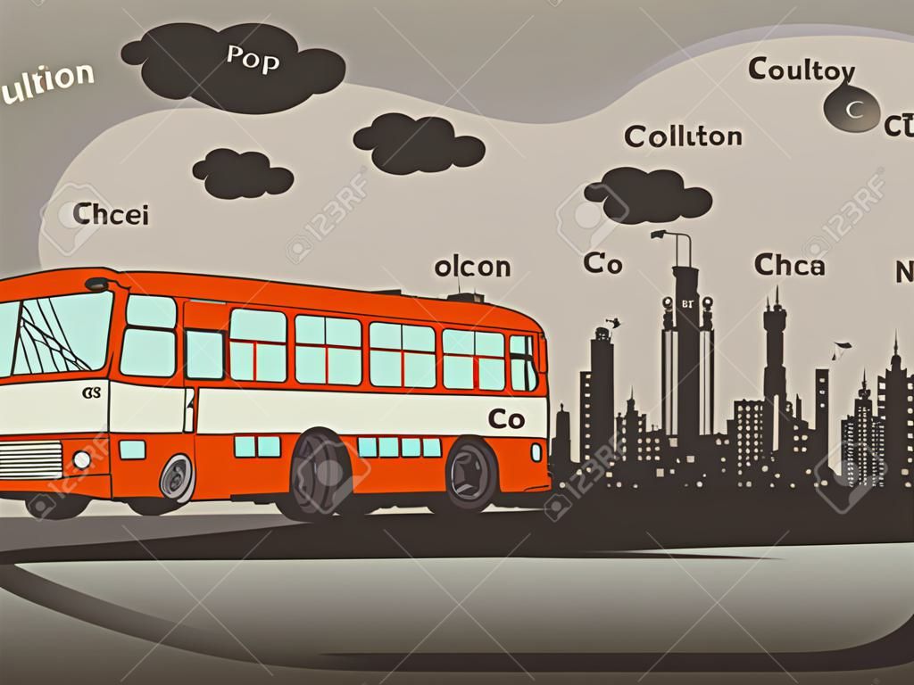 thai transportation have pollution ,city have air pollution,bus vector