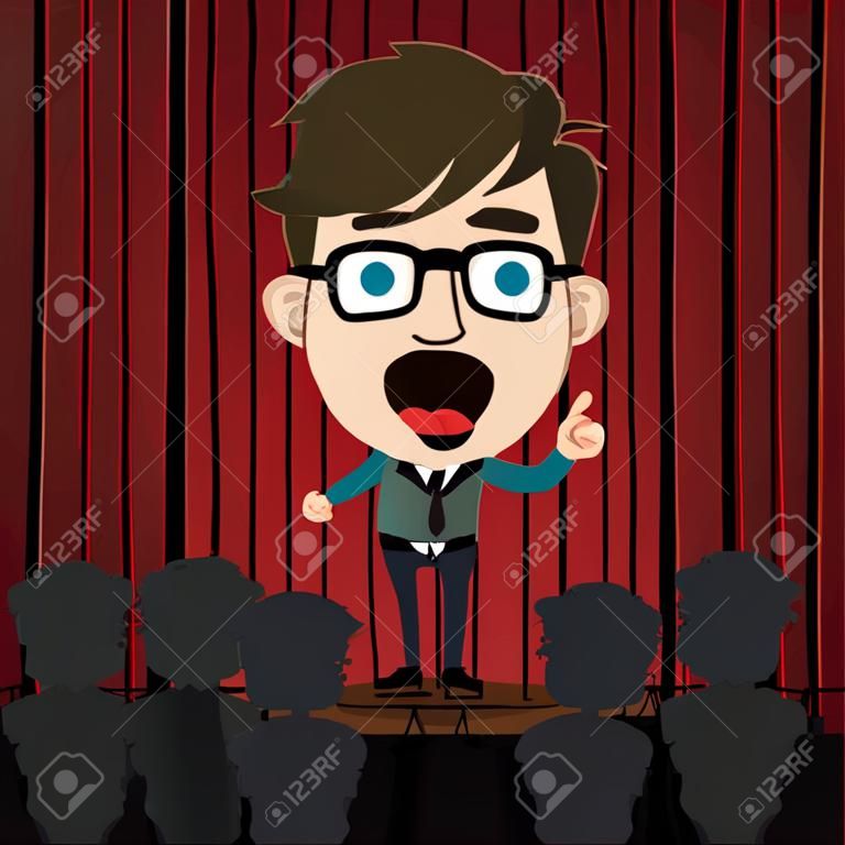 stand up comedy cartoon theme vector illustration