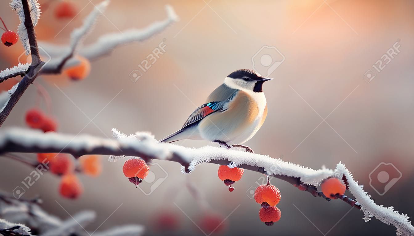 A small bird perched on a branch of a tree. Generative AI image.