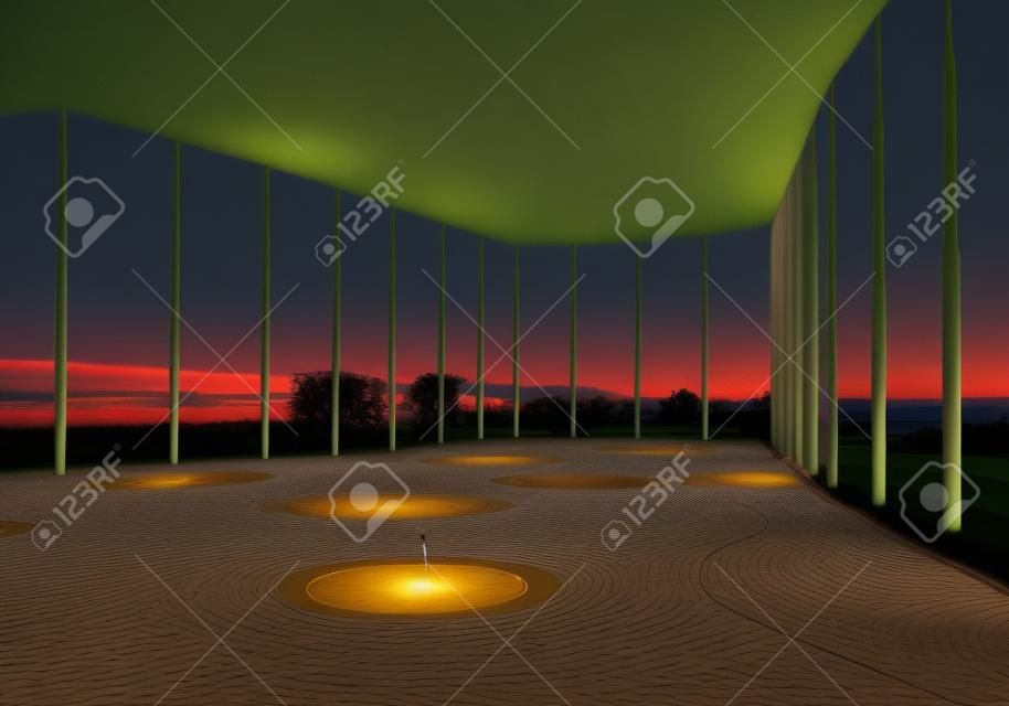 Entertainment golf venue in twilight