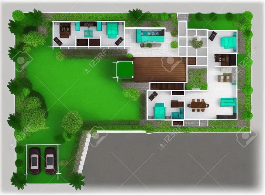 3d javaslat tervezés ház, zöld terület