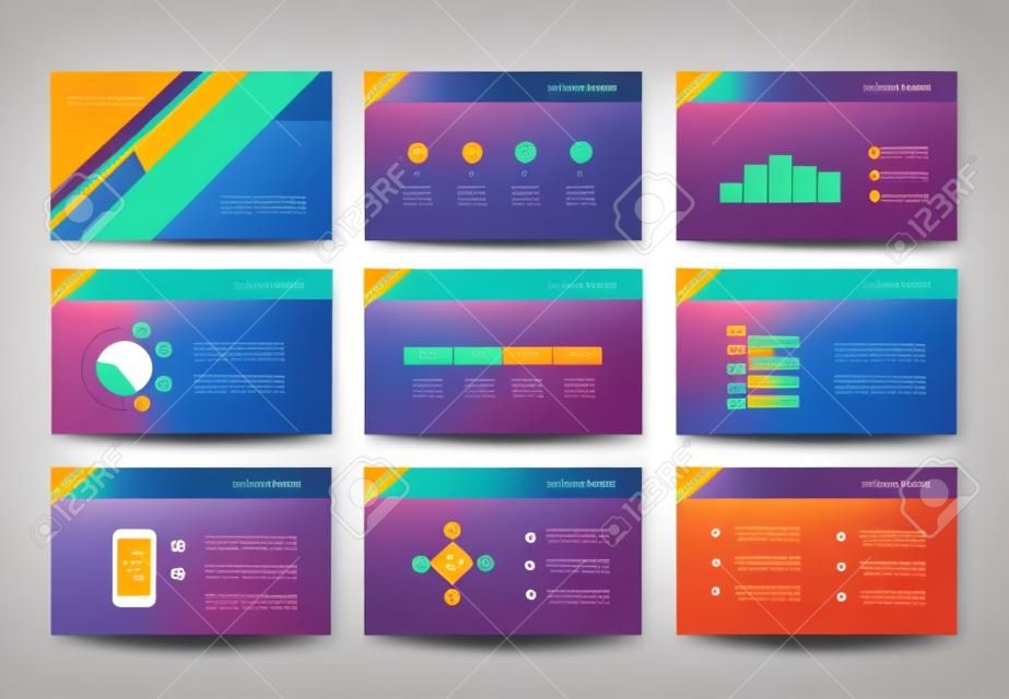 abstract presentation slide template design background with infographic elements for brochure,social info.flat vector illustration