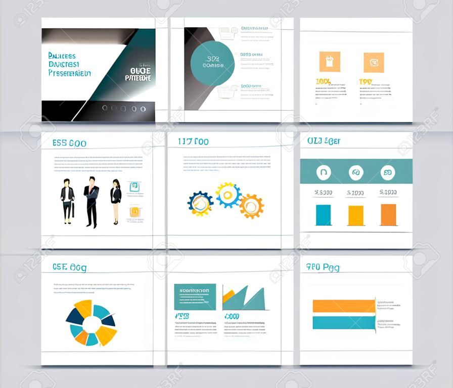 business presentation template design and page layout design for brochure ,book , magazine,annual report and company profile , with infographic elements graph