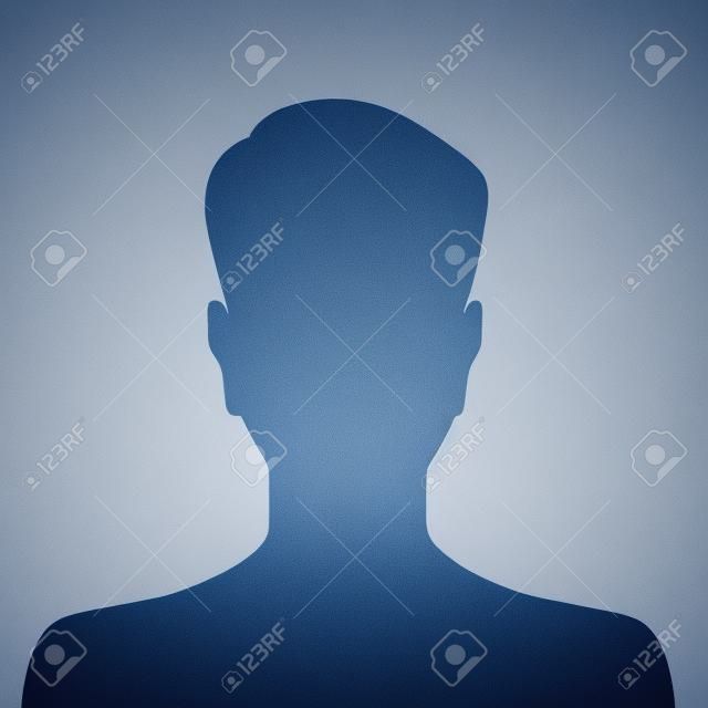 Persona silueta de hombre de marcador de posición de foto gris sobre fondo blanco