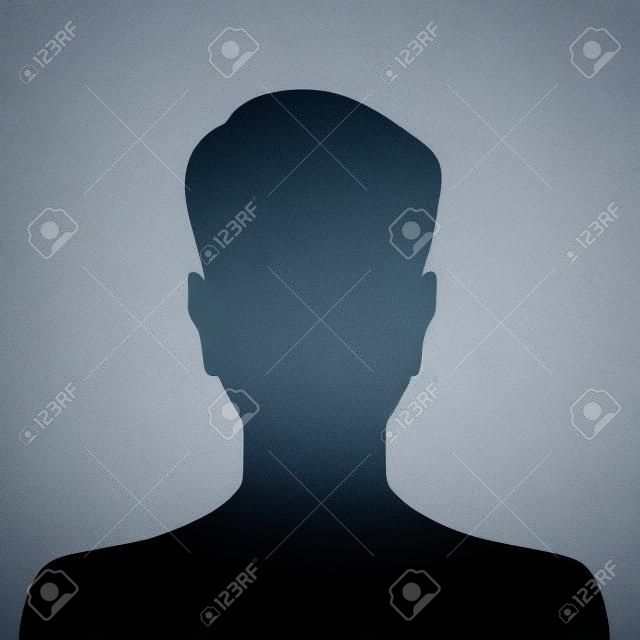 Persona silueta de hombre de marcador de posición de foto gris sobre fondo blanco