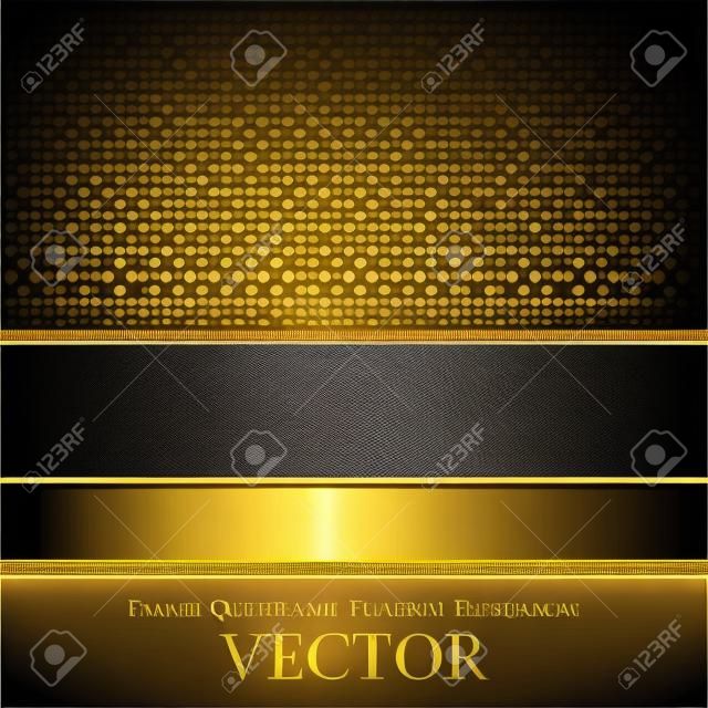 luxury formal black background vector with gold ribbon layout