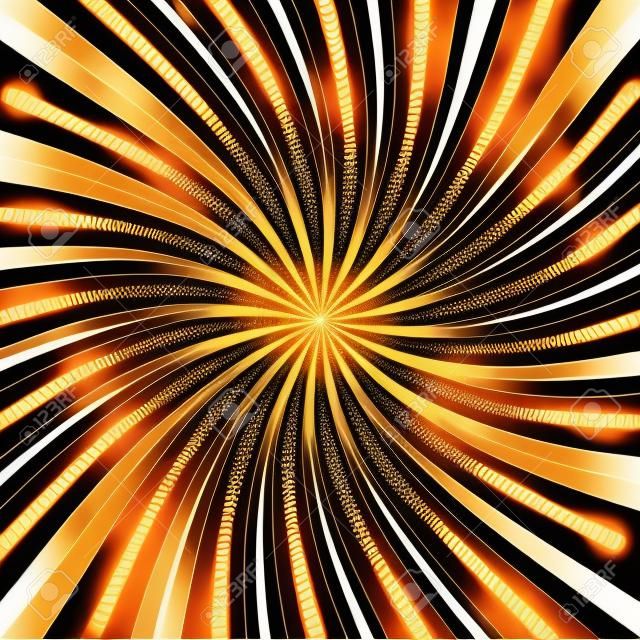 Retro sunburst background vector with spiral or swirl striped pattern and warm earthy colors of orange gold and brown