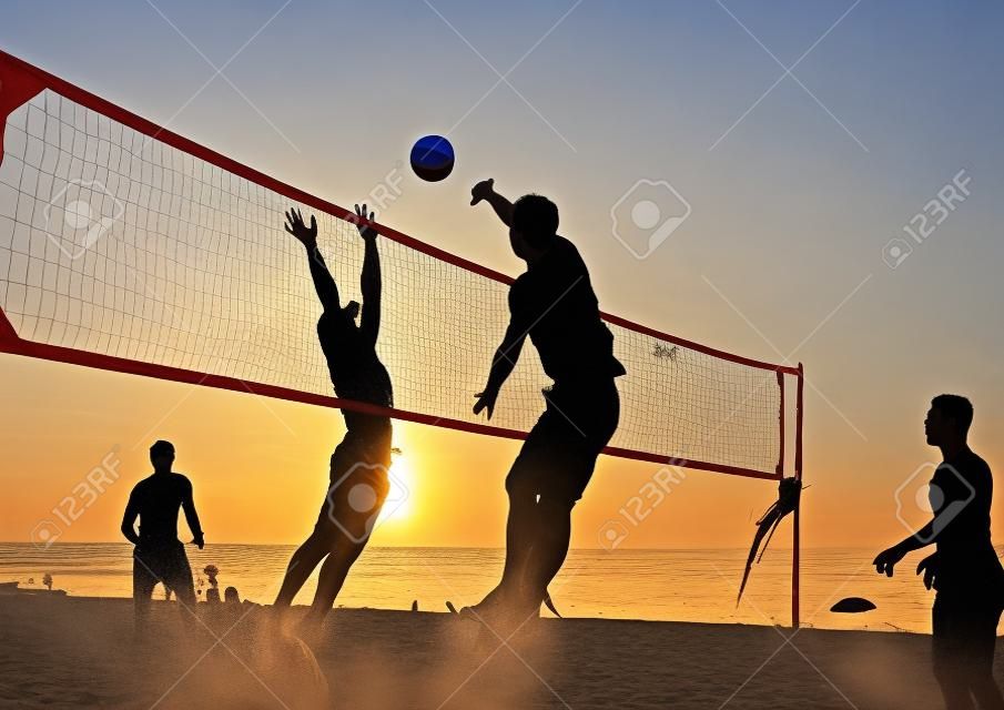 A beach volleyball is a popular sport in Thailand.