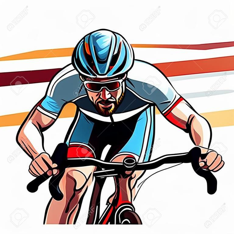 Cyclist. Road cyclist hand-drawn illustration. Vector doodle style cartoon illustration