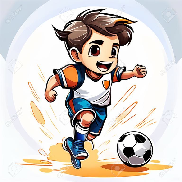 Jugador de fútbol jugador de fútbol dibujado a mano ilustración cómica vector doodle estilo ilustración de dibujos animados