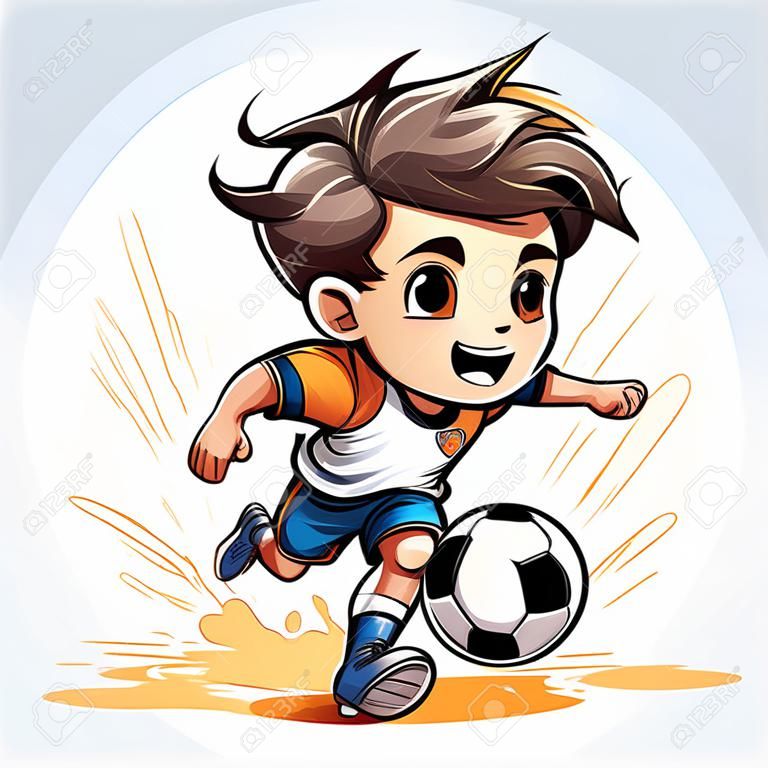 Jugador de fútbol jugador de fútbol dibujado a mano ilustración cómica vector doodle estilo ilustración de dibujos animados
