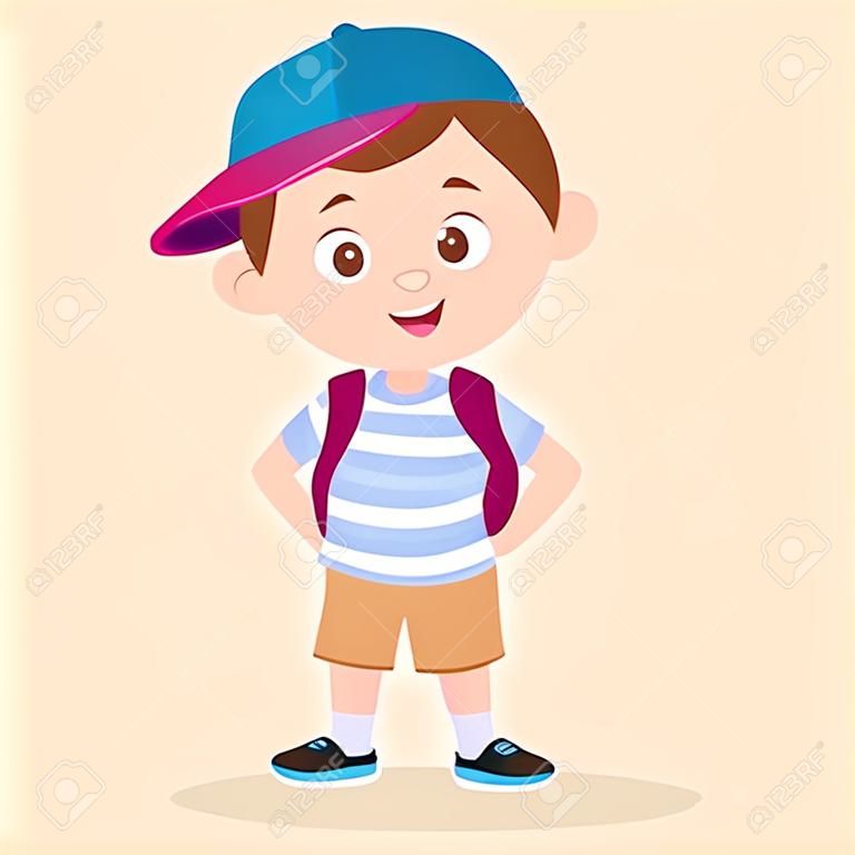 모자를 쓴 작은 학생