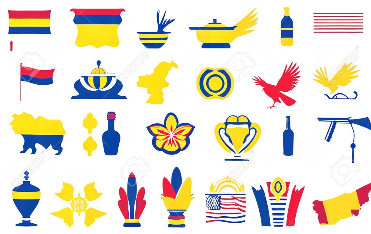 Conjunto de vetores de ícones da Colômbia isolados no fundo branco