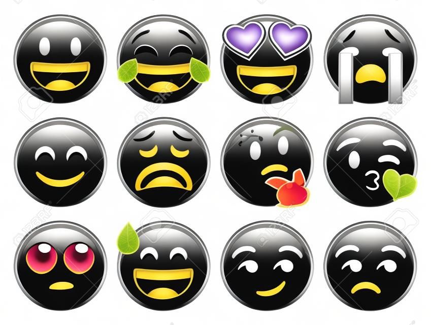 Vector set van leuke emojis geïsoleerd op witte achtergrond
