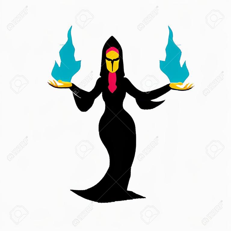 Vector RPG Medieval Fantasy Witch Character Isolated