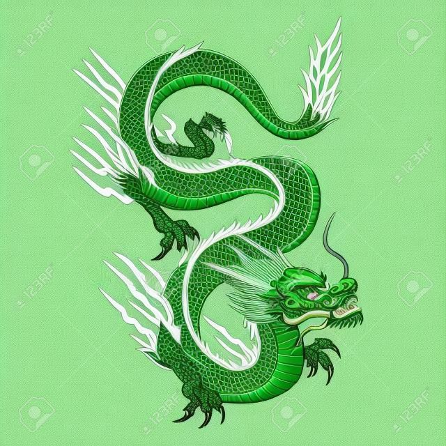 Isolated green down chinesse dragon zodiac vector illustration