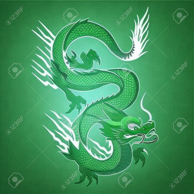 Ilustración de vector de zodiaco de dragón chino aislado verde abajo