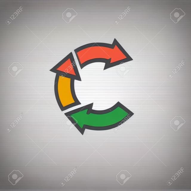 Letter C arrow logo icon design template elements. Vector color sign.