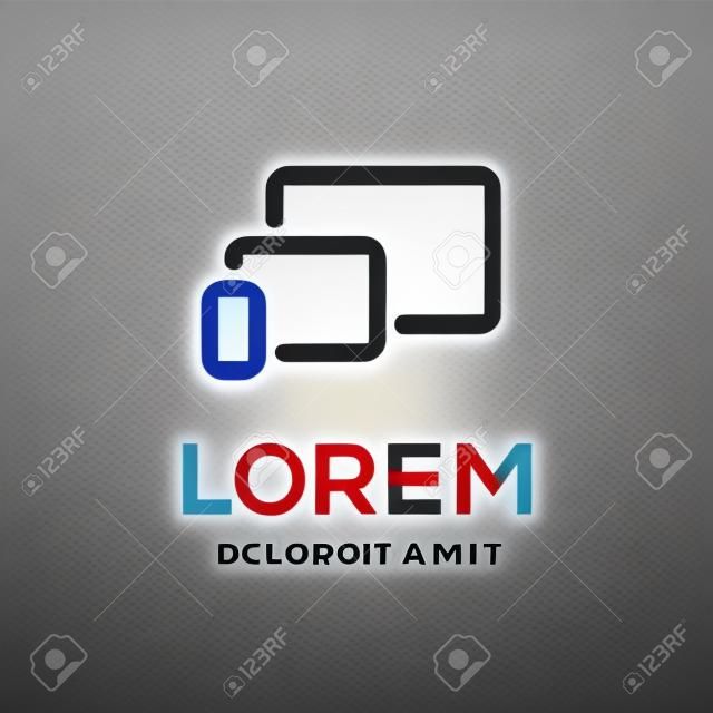Laptop-Computer Tablet-Telefon-Logo Icon Design-Vorlage