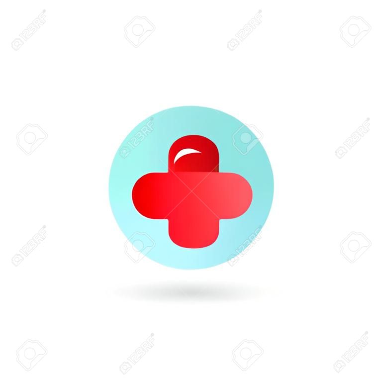 Cross plus heart medical logo icon design template elements
