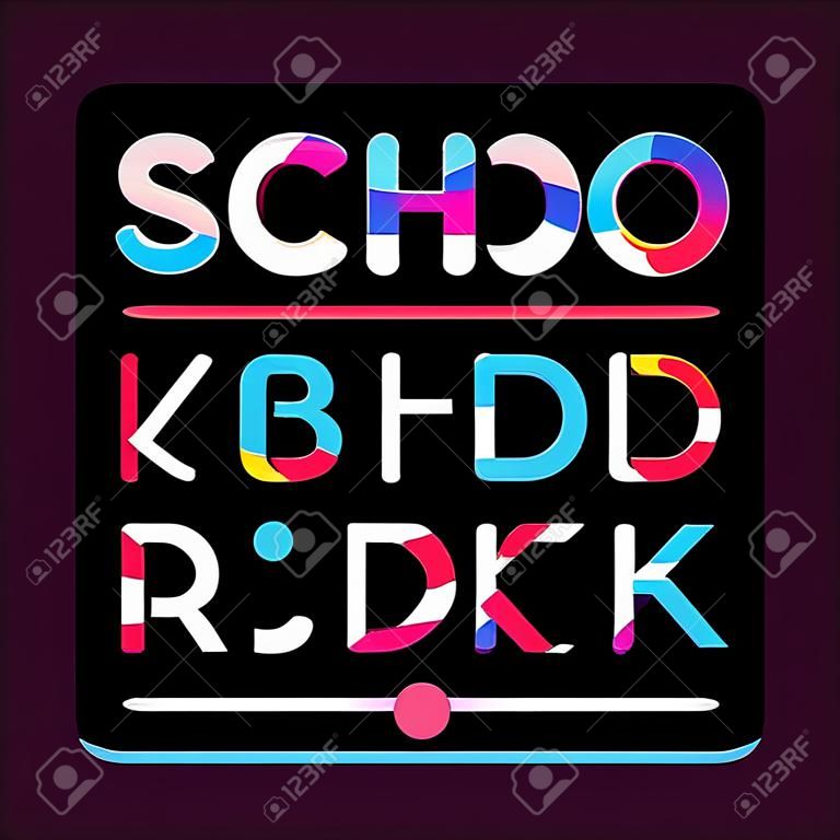 Rounded font. Vector alphabet with overlay effect letters.