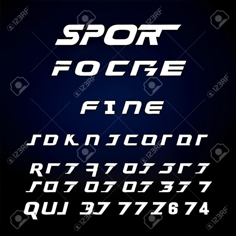 Спорт шрифта. Векторный алфавит с латинских букв и цифр.